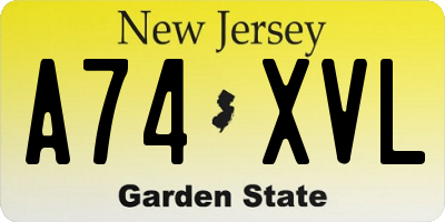 NJ license plate A74XVL