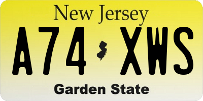 NJ license plate A74XWS