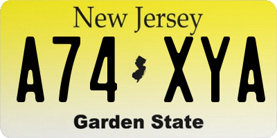 NJ license plate A74XYA