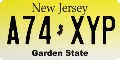 NJ license plate A74XYP