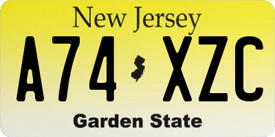 NJ license plate A74XZC