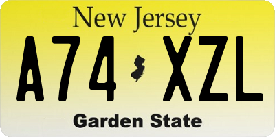 NJ license plate A74XZL