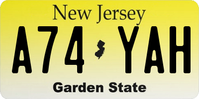 NJ license plate A74YAH