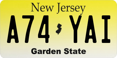 NJ license plate A74YAI