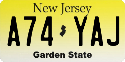 NJ license plate A74YAJ
