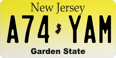 NJ license plate A74YAM