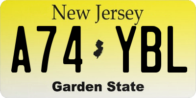 NJ license plate A74YBL