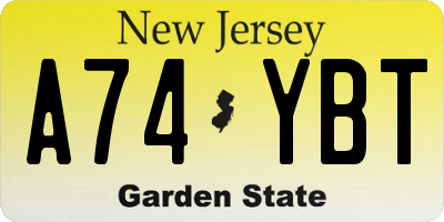 NJ license plate A74YBT