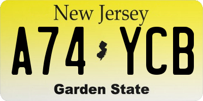 NJ license plate A74YCB