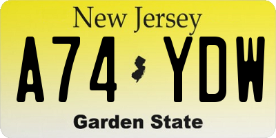 NJ license plate A74YDW