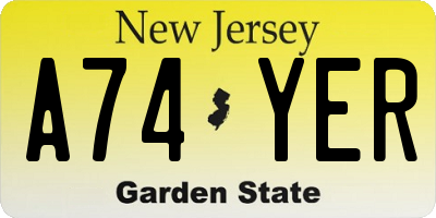 NJ license plate A74YER