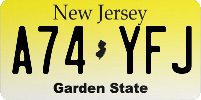 NJ license plate A74YFJ