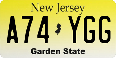 NJ license plate A74YGG