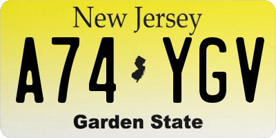 NJ license plate A74YGV