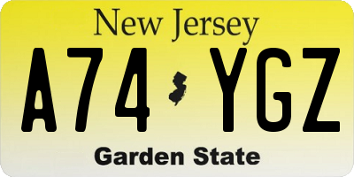 NJ license plate A74YGZ