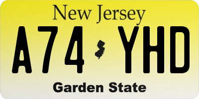 NJ license plate A74YHD