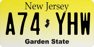 NJ license plate A74YHW