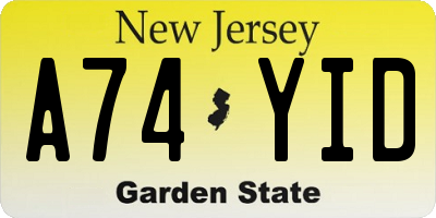 NJ license plate A74YID