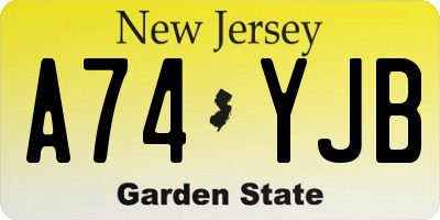 NJ license plate A74YJB