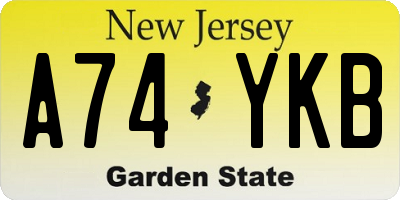 NJ license plate A74YKB