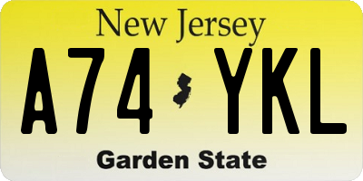 NJ license plate A74YKL