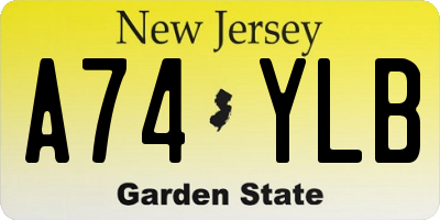 NJ license plate A74YLB