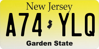 NJ license plate A74YLQ
