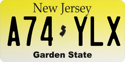 NJ license plate A74YLX
