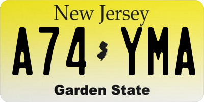 NJ license plate A74YMA