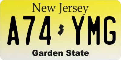 NJ license plate A74YMG
