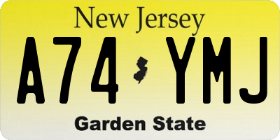 NJ license plate A74YMJ