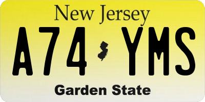 NJ license plate A74YMS