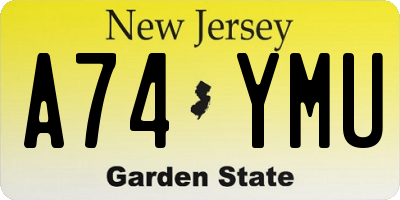 NJ license plate A74YMU