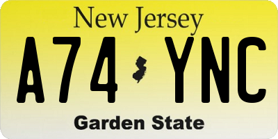 NJ license plate A74YNC