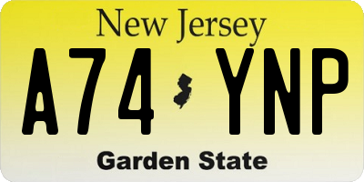 NJ license plate A74YNP