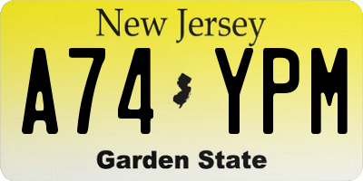 NJ license plate A74YPM