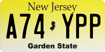 NJ license plate A74YPP