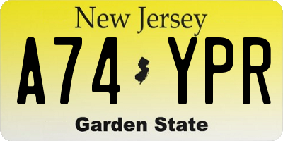 NJ license plate A74YPR