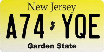 NJ license plate A74YQE