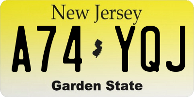 NJ license plate A74YQJ