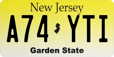 NJ license plate A74YTI