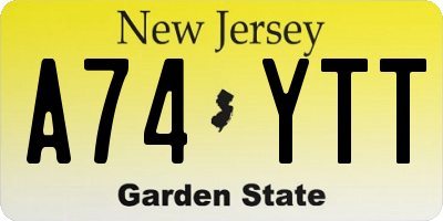 NJ license plate A74YTT