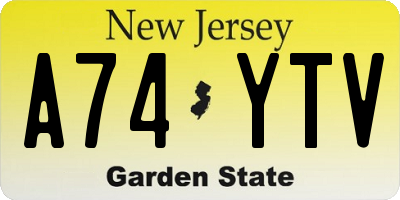 NJ license plate A74YTV