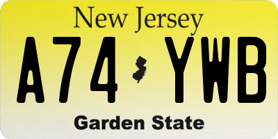 NJ license plate A74YWB