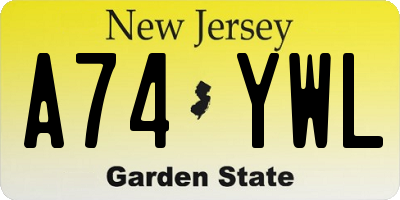 NJ license plate A74YWL