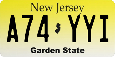 NJ license plate A74YYI