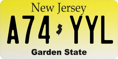 NJ license plate A74YYL