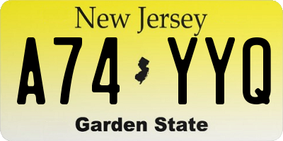 NJ license plate A74YYQ