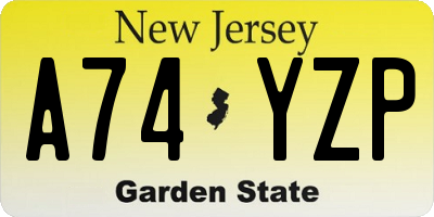 NJ license plate A74YZP