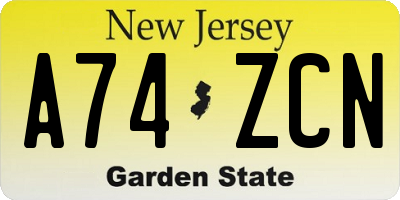 NJ license plate A74ZCN